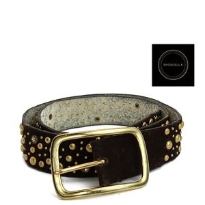 Women's Leather Brown Gold Studded Belt
